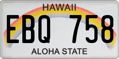 HI license plate EBQ758