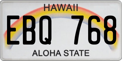 HI license plate EBQ768