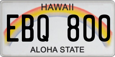 HI license plate EBQ800