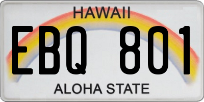 HI license plate EBQ801