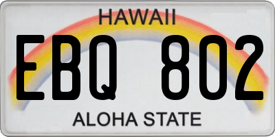HI license plate EBQ802