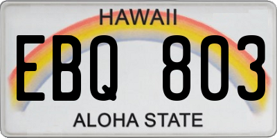 HI license plate EBQ803