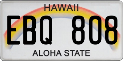 HI license plate EBQ808