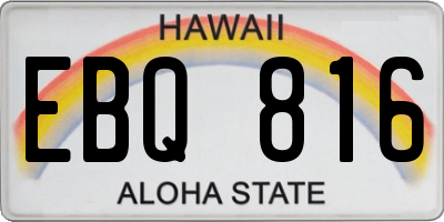 HI license plate EBQ816