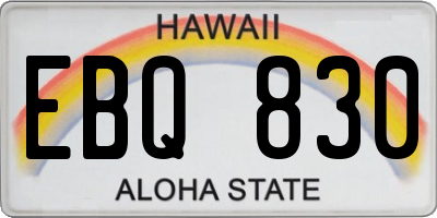 HI license plate EBQ830
