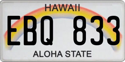HI license plate EBQ833
