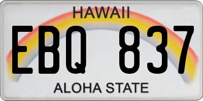 HI license plate EBQ837