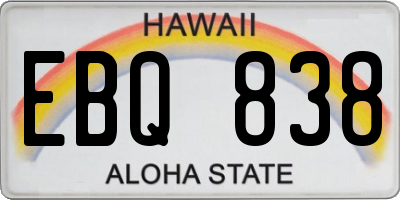 HI license plate EBQ838