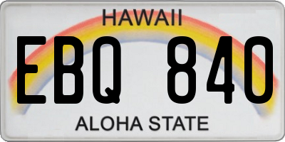 HI license plate EBQ840