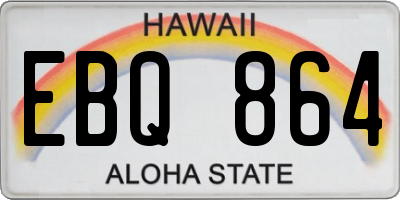 HI license plate EBQ864