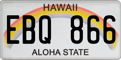 HI license plate EBQ866
