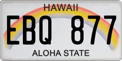 HI license plate EBQ877