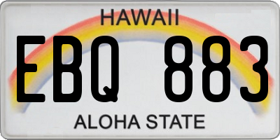 HI license plate EBQ883