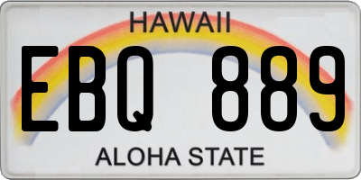 HI license plate EBQ889