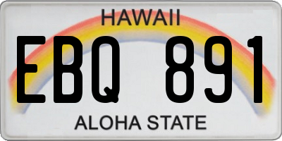 HI license plate EBQ891