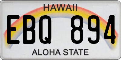 HI license plate EBQ894