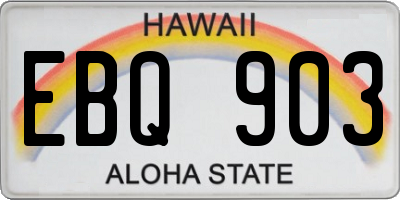 HI license plate EBQ903