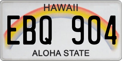 HI license plate EBQ904