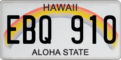 HI license plate EBQ910