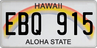 HI license plate EBQ915