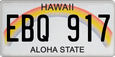 HI license plate EBQ917