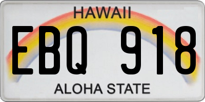HI license plate EBQ918