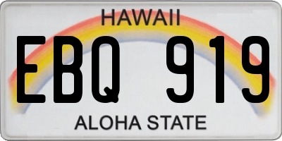 HI license plate EBQ919