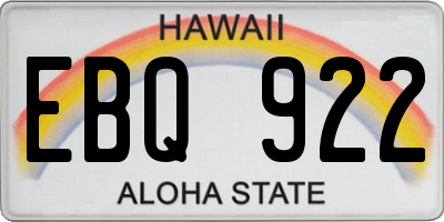 HI license plate EBQ922