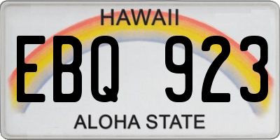 HI license plate EBQ923