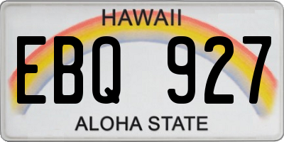 HI license plate EBQ927