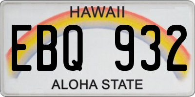 HI license plate EBQ932