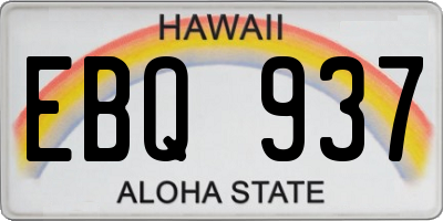 HI license plate EBQ937