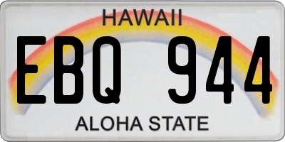 HI license plate EBQ944