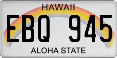 HI license plate EBQ945