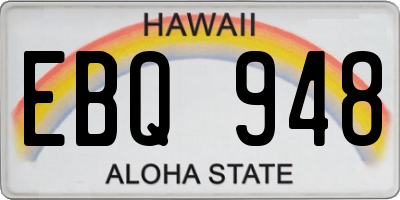 HI license plate EBQ948