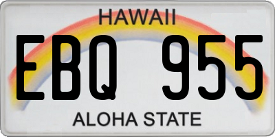 HI license plate EBQ955