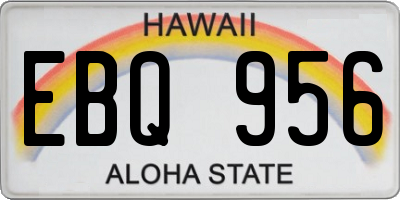 HI license plate EBQ956
