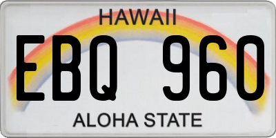 HI license plate EBQ960
