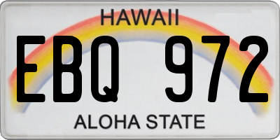 HI license plate EBQ972
