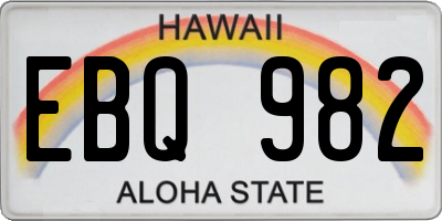 HI license plate EBQ982