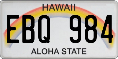 HI license plate EBQ984