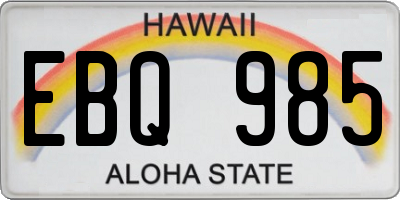 HI license plate EBQ985
