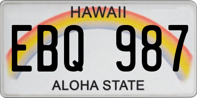 HI license plate EBQ987