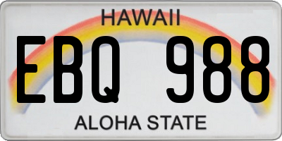 HI license plate EBQ988