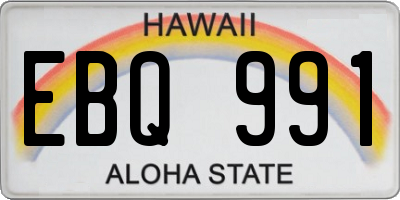 HI license plate EBQ991