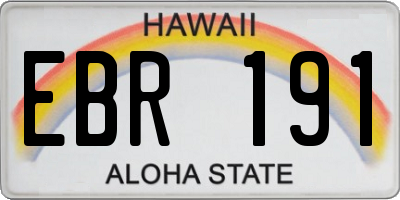 HI license plate EBR191
