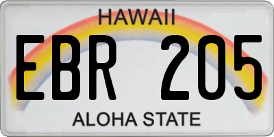 HI license plate EBR205
