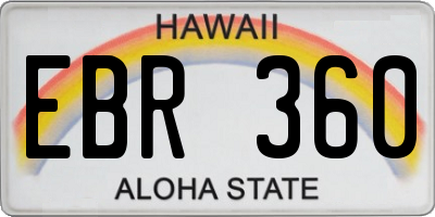 HI license plate EBR360
