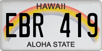 HI license plate EBR419