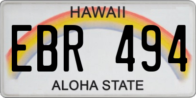 HI license plate EBR494
